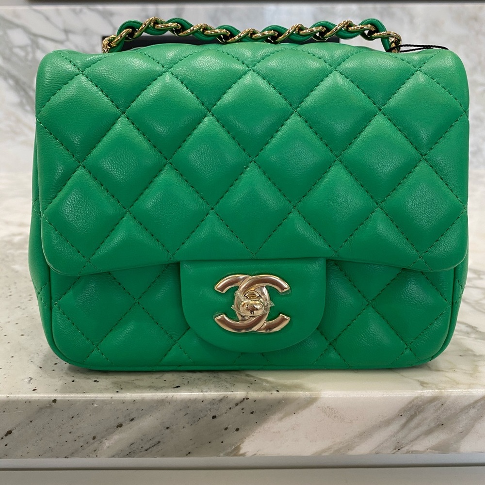 ‼️SOLD‼️Chanel 20S Green Mini Square Flapbag